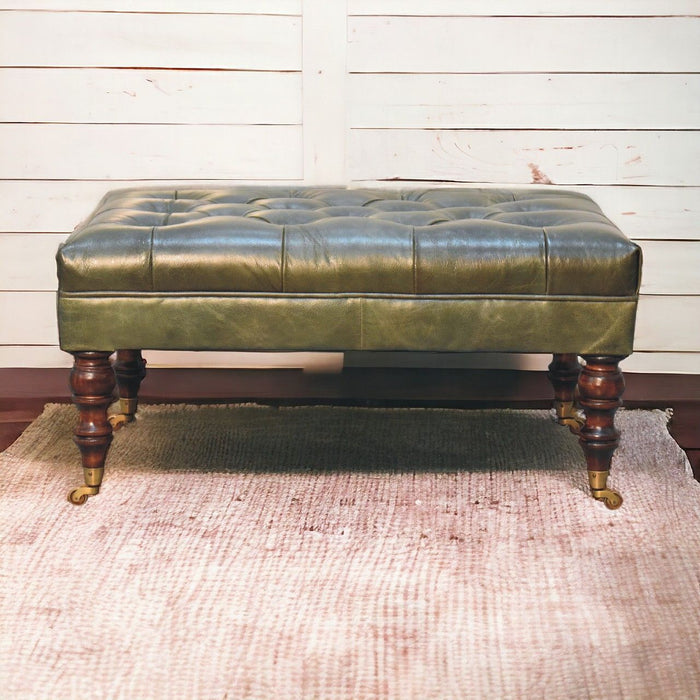 Buffalo - Leather Ottoman With Castor Legs