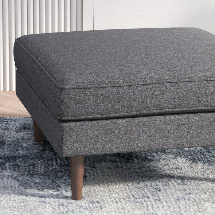 Amber - Square Upholstered Ottoman Linen