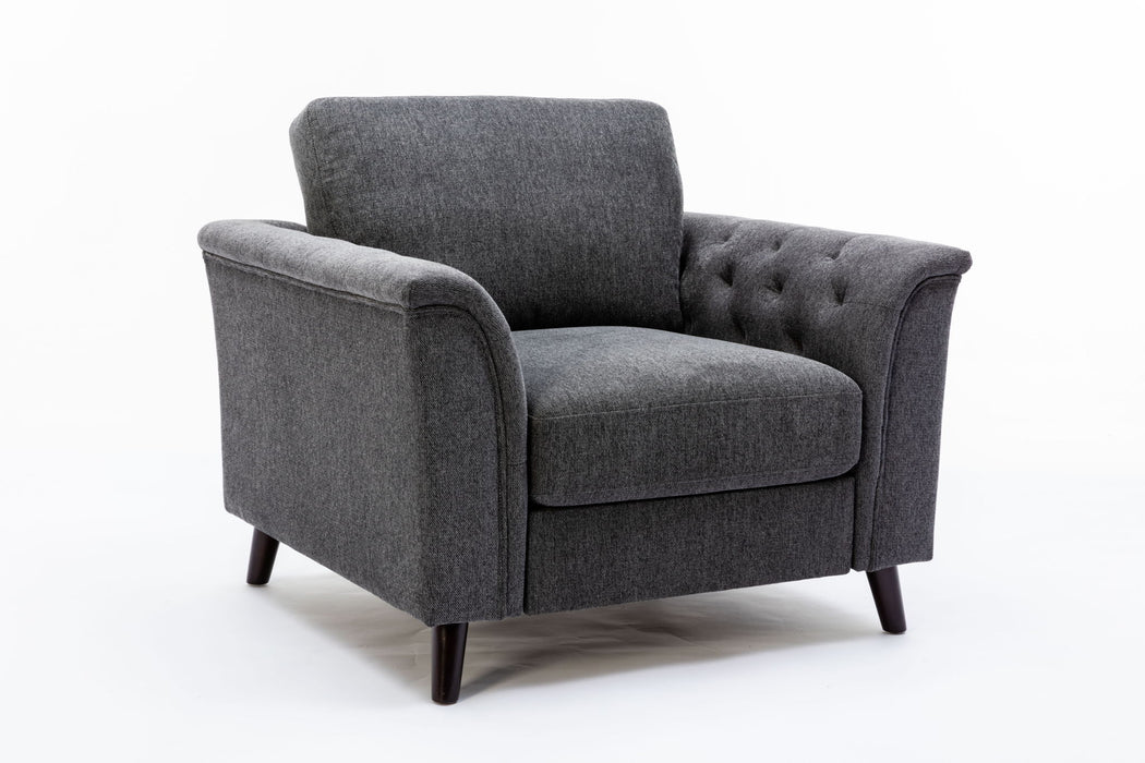 Stanton - Chair With Tufted Arms - Dark Gray