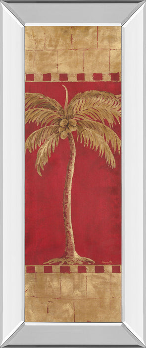 Palm Pizzazz Il By Angela Ferrante - Mirror Framed Print Wall Art - Red