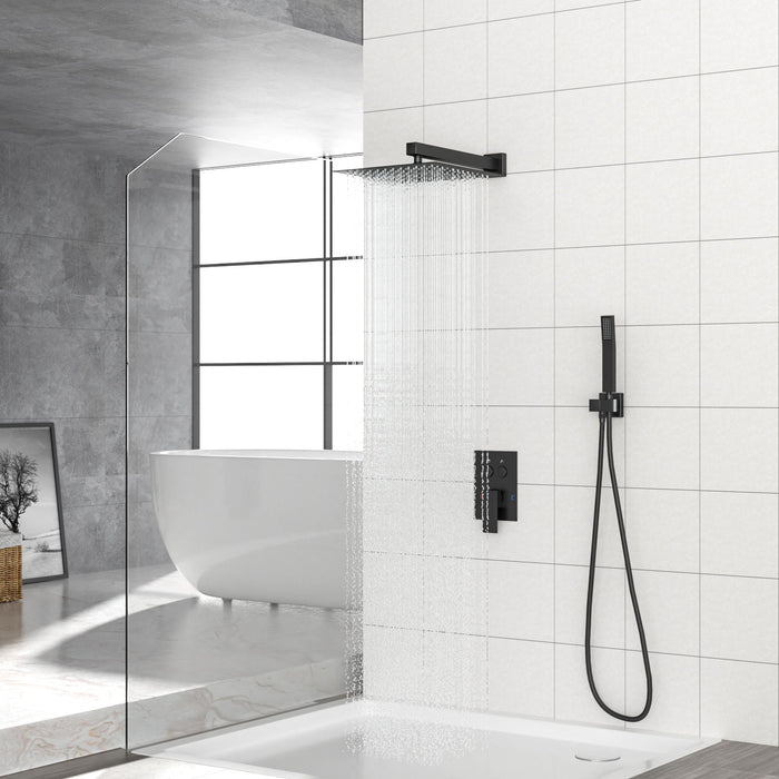 Dual Shower Head System With Square Rain Shower And Rough In Valve