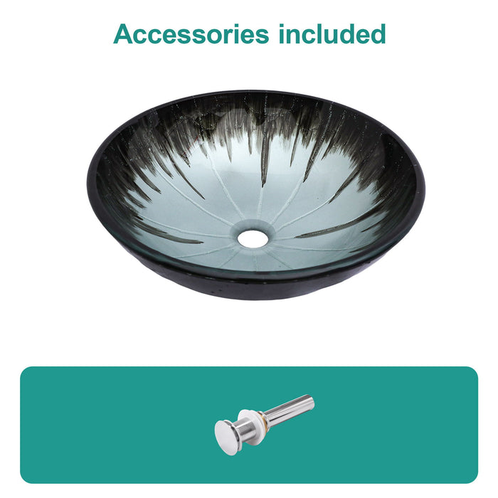 Crackle Vessel Sink With Pop Up Drain, Oval Bathroom Basin - Gray