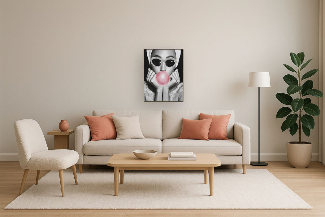 24 x 32 Hand Painted Textured Canvas In Frame - Black