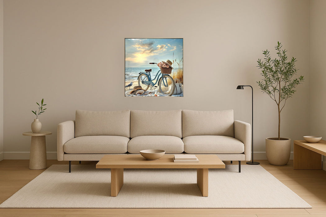 "Seaside Journey" Gloss Canvas In Frame - Blue / Beige / Brown