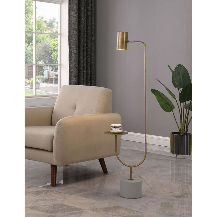 Corletta - Floor Lamp With Round Tray - Antique Brass