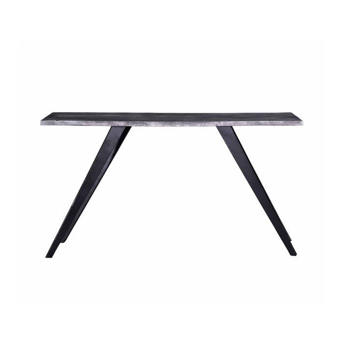 Acacia Wood And Metal Console Table, Live Edge, Angled Legs, Modern Living Room Furniture - Gray / Black