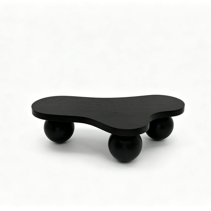 Cloud Shaped Coffee Table & 3 Ball Legs For Living Room - Black