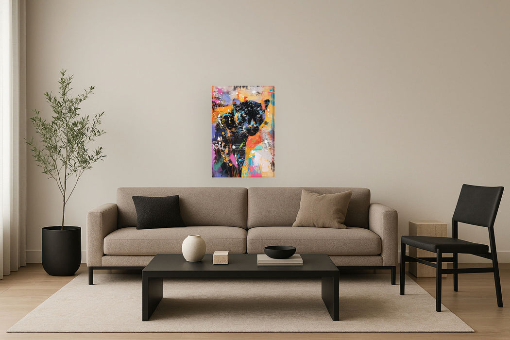 Vivid Panther Gaze - 32" x 47" Framed Wall Art