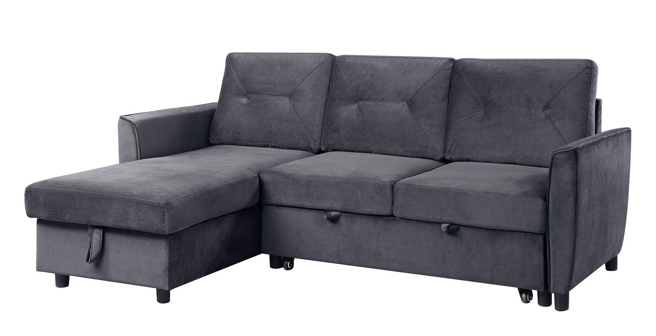 Hudson - Reversible Sleeper Sectional Sofa With Storage Chaise - Dark Gray