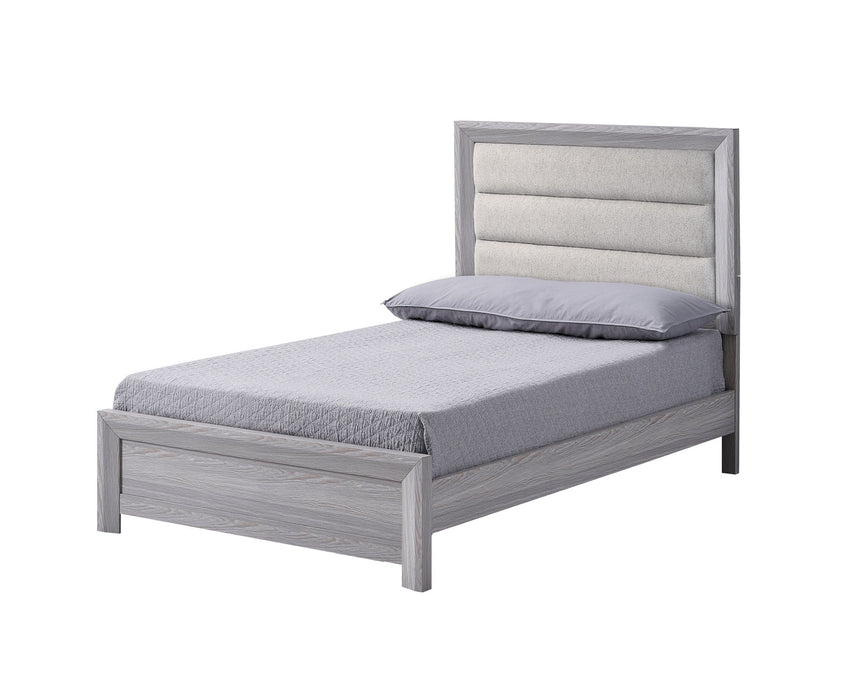 Adelaide - Twin 5 Piece Upholstered Bedroom Set - Drift Wood
