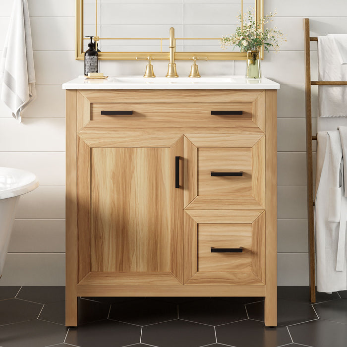 Bathroom Vanity With Sink, 2 Soft Close Drawers, 1 Soft Close Door, Adjustable Shelf