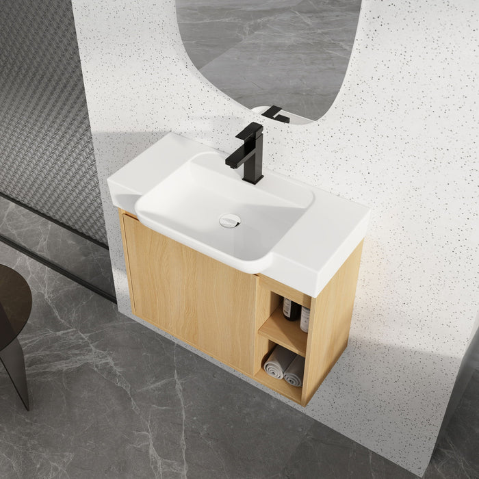 Wall Mounted Bathroom Vanity With Sink & Soft Close Door