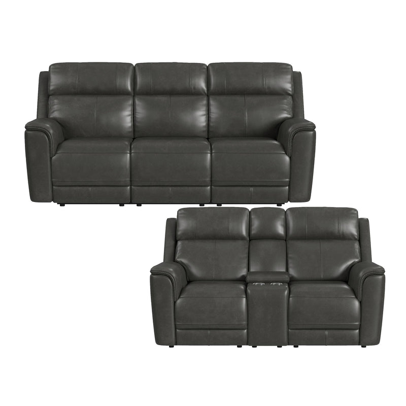 2 PC Sofa & Loveseat Set - Top grain leather with Power Recliners