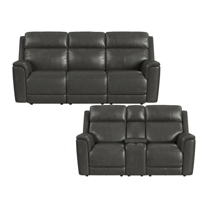 2 PC Sofa & Loveseat Set - Top grain leather with Power Recliners