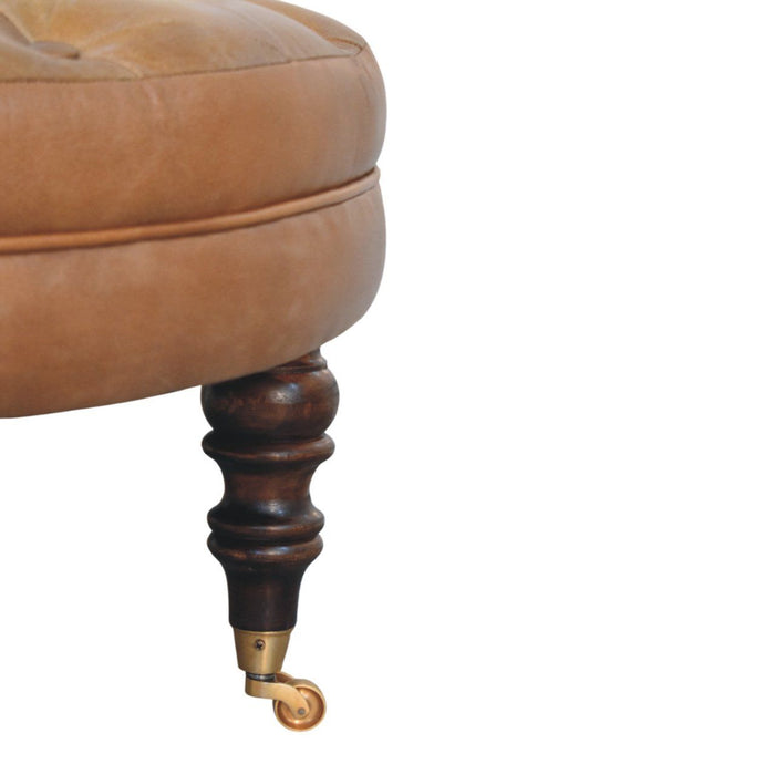 Buffalo - Round Ottoman With Castor Legs - Brown