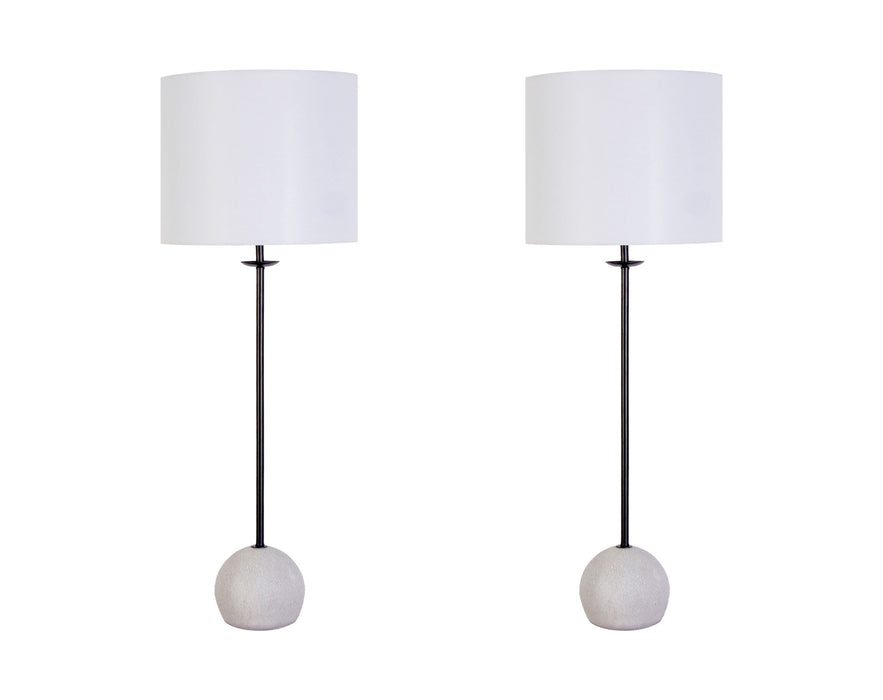 "Urban Sphere" Concrete Buffet Lamp (Set of 2) - Concrete/Matte Black