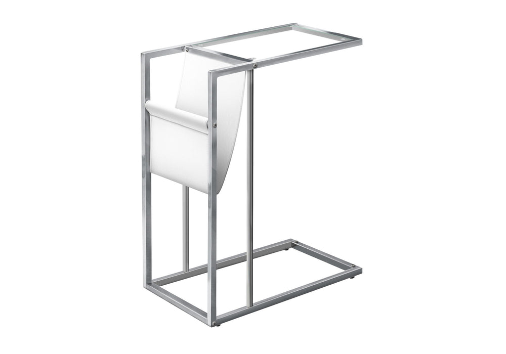 C-Shaped Accent Table Magazine Storage For Living Room - Chrome