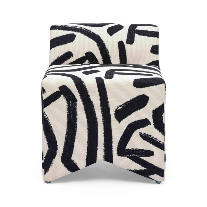 Pippa - Brushstroke Print Stool - Black / White