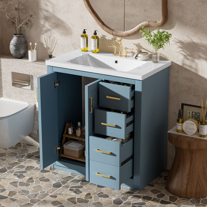 Bathroom Vanity With Sink, Storage Cabinet, Freestanding Set With 3 Drawers & Soft Closing Doors