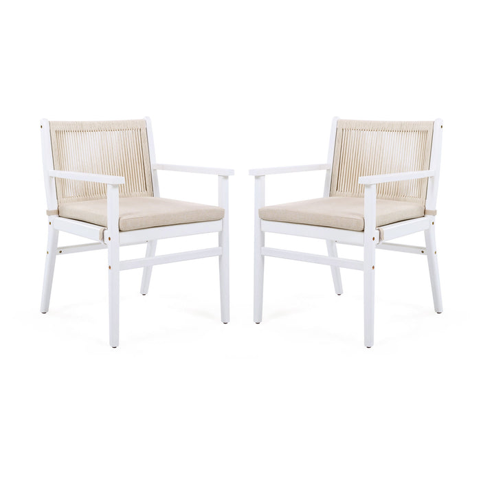 Outdoor Acacia Wood Patio Dining Armchair (Set of 2)