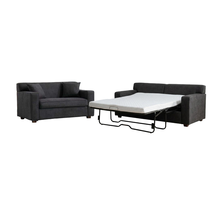 Convertible Sleeper Loveseat & Chair Set With Fold Out Mattress, Loveseat & Chair - Gray