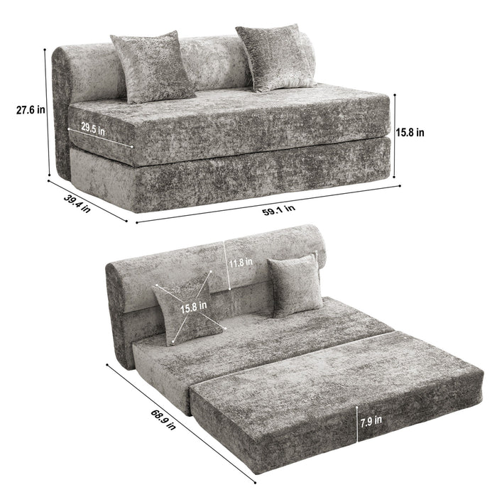 Convertible Design Sofa Bed, 2 Seater Fold Out Floor Couch