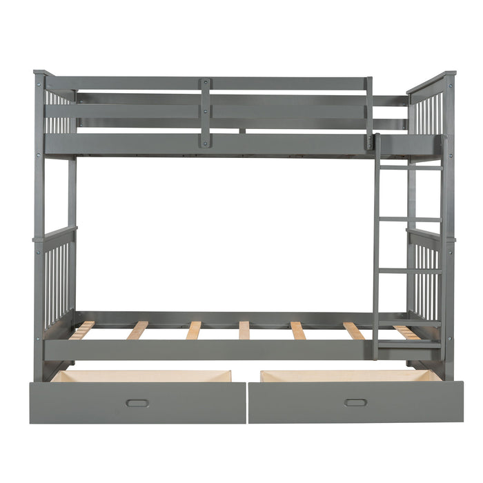 Bunk Bed With Ladders And 2 Storage Drawers