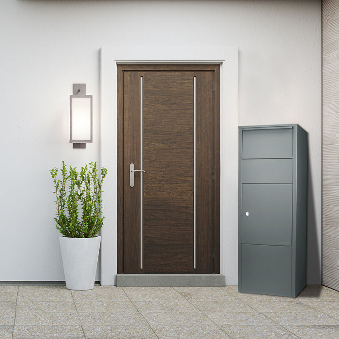 Steel Large Single Compartment Locking Parcel Drop Box With Keyed Access - Gray