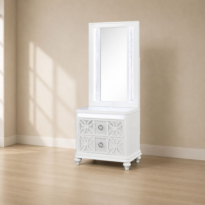 Abigale - Nightstand With Mirror Top, LED Lighting (Includes Mirror And Nightstand) - White