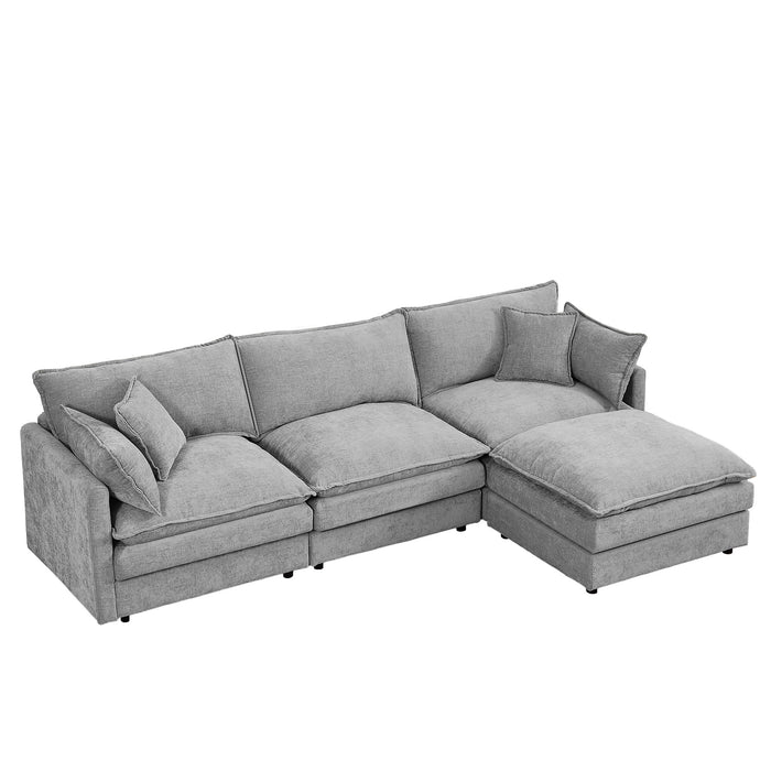 Contemporary Modular Sectional Sofa Set With Movable Ottoman
