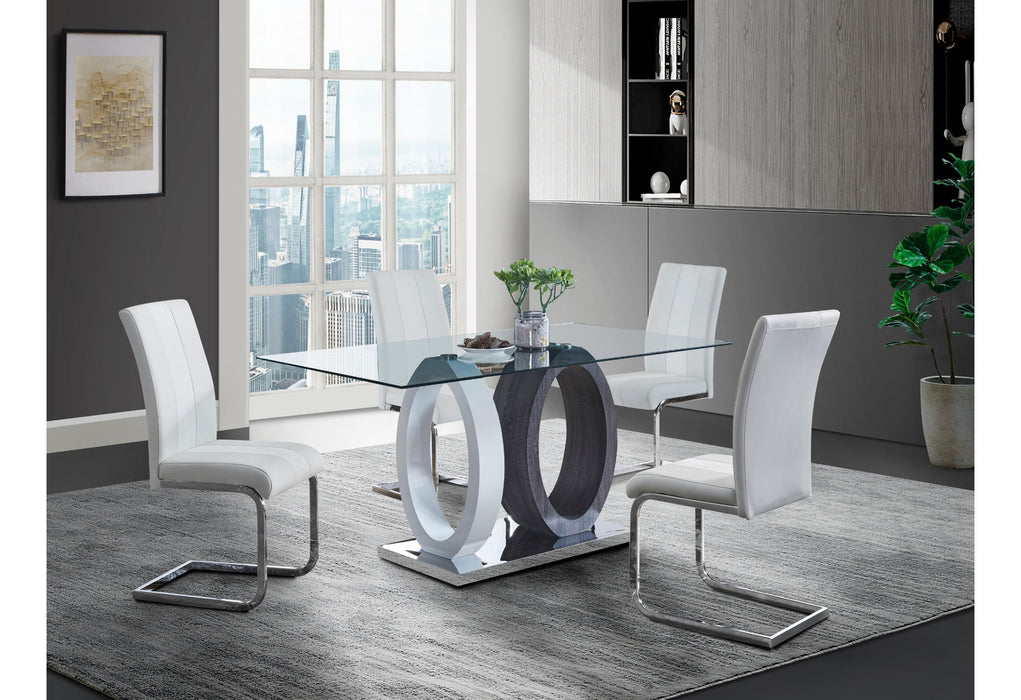 D1628 - 9 Piece Dining Room Set (Dining Table And 8 Dinning Chairs) - White