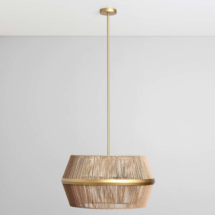 Wendy - Rattan Round Chandelier - Natural/Gold