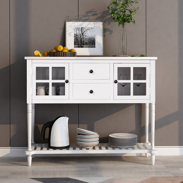 Hearth & Haven Stella Buffet Storage Cabinet With Bottom Shelf, White