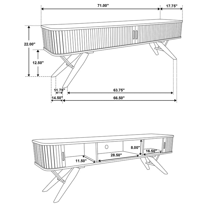 Stewart - TV Stand With Sliding Doors - Walnut