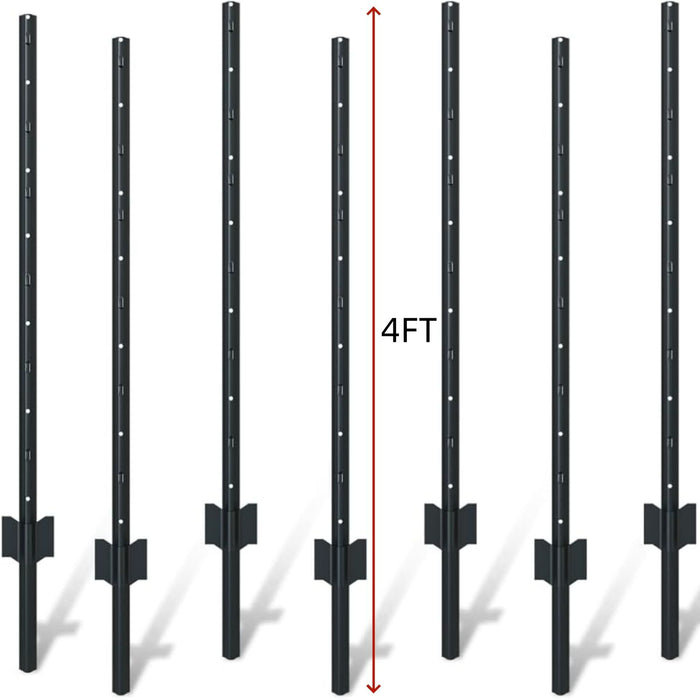 4 Foot U-Shaped Metal Garden Fence Posts Set For Wire Fencing