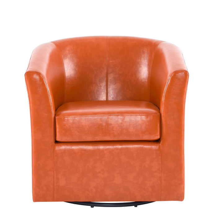 Wilmore - Elegant Swivel Barrel Chair - Orange