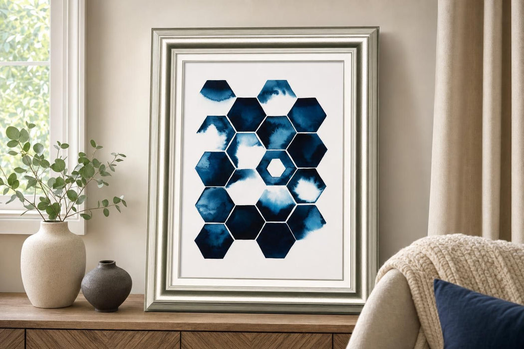 22x26 Stormy Geometry I By Grace Popp - Blue