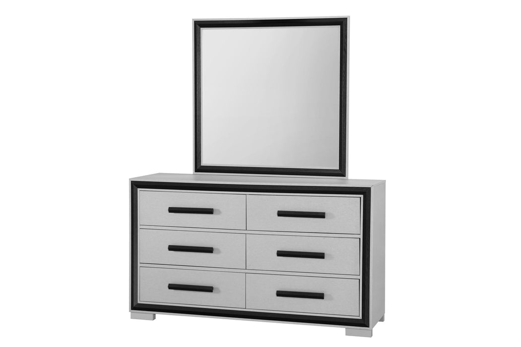 Amelia - 5 Piece Queen Bedroom Set (Queen Bed Group With LED, Cooler And Speaker) - Black / Gray