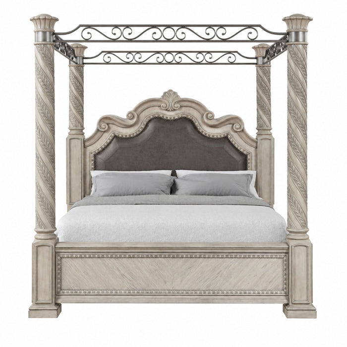 Panel Canopy King Bed - Gray