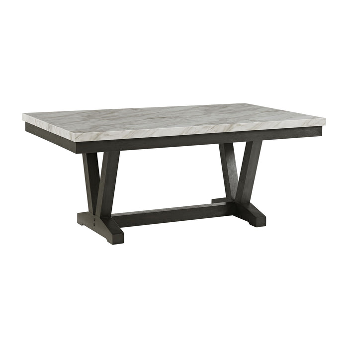 Everdeen - Dining Table With White Faux Marble Top - Charcoal