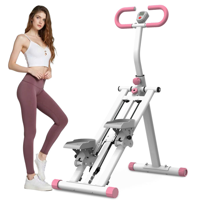 Stair Stepper With Resistance Home Upgrade Vertical Climber Workout Machine For Full Body Exercise - Pink
