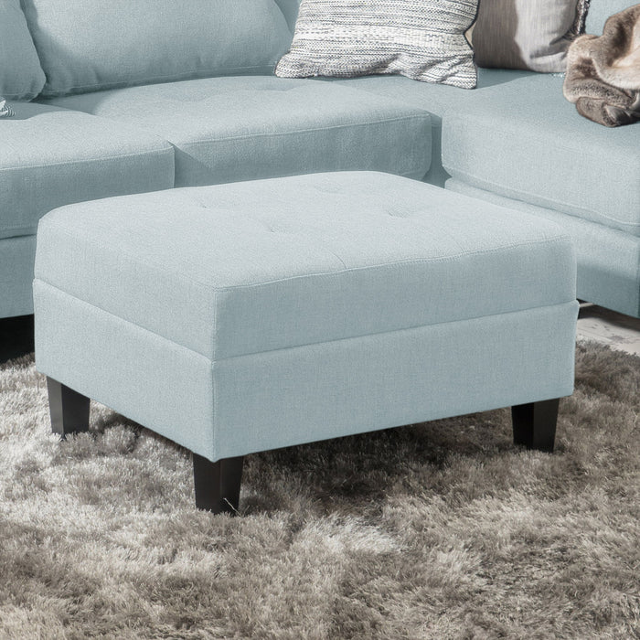 Classic Ottoman With Birch Wood Legs And Fabric Upholstery