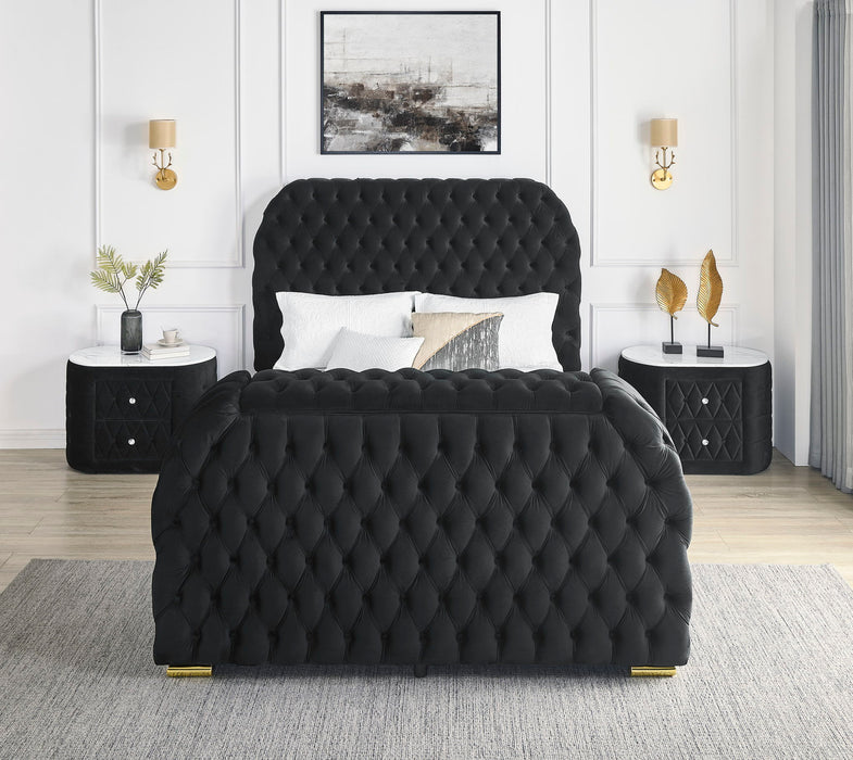 Natalia - Queen Upholstered Bed With Decking Board Set - Black