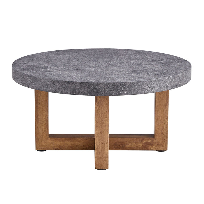 Modern Retro Texture Round Coffee Table With Crossed Legs - Gray