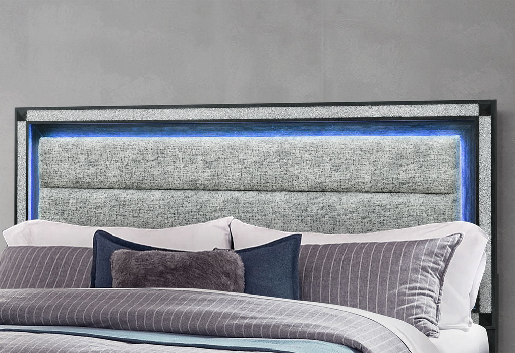 Soleil - 5 Piece King Bedroom Set With Cooler And Speaker - Charcoal