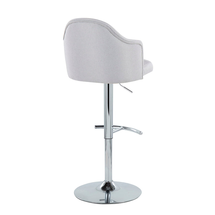 Ahoy - Contemporary Adjustable Barstool With Swivel With Rounded T Footrest (Set of 2) - Gray