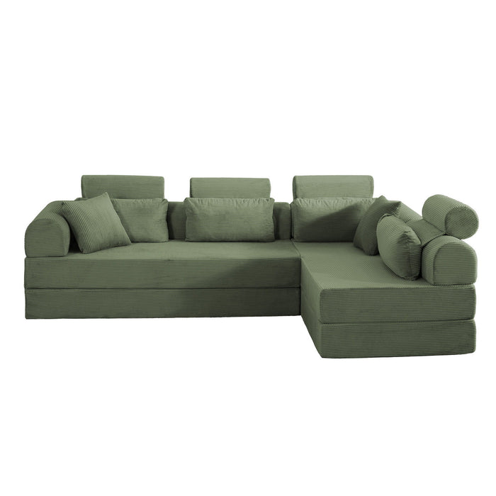 Modern L-Shape Modular Sectional Sofa, Compressed Design