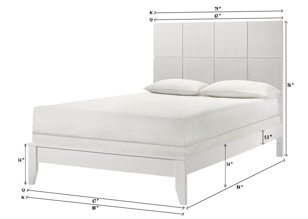 Denker - Queen Bed - White