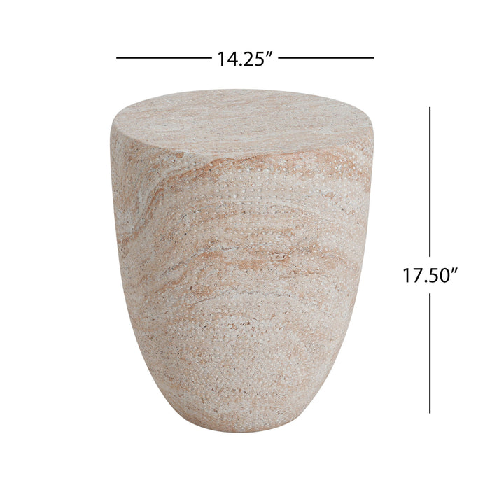 Outdoor / Indoor Lightweight, Concrete Side Table, Travertine - Beige