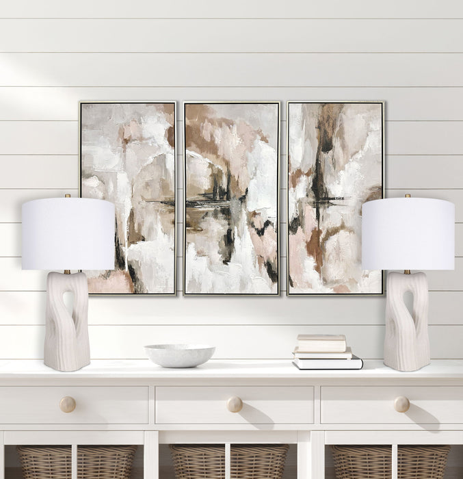 "Eclipse Harmony" Ceramic Table Lamp (Set of 2) - White Rock